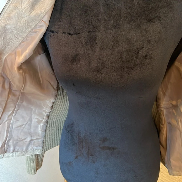 Coldwater Creek‎ Tan Suede Leather Sweater Cable Knit Zip Up Jacket Size S - Picture 7 of 8